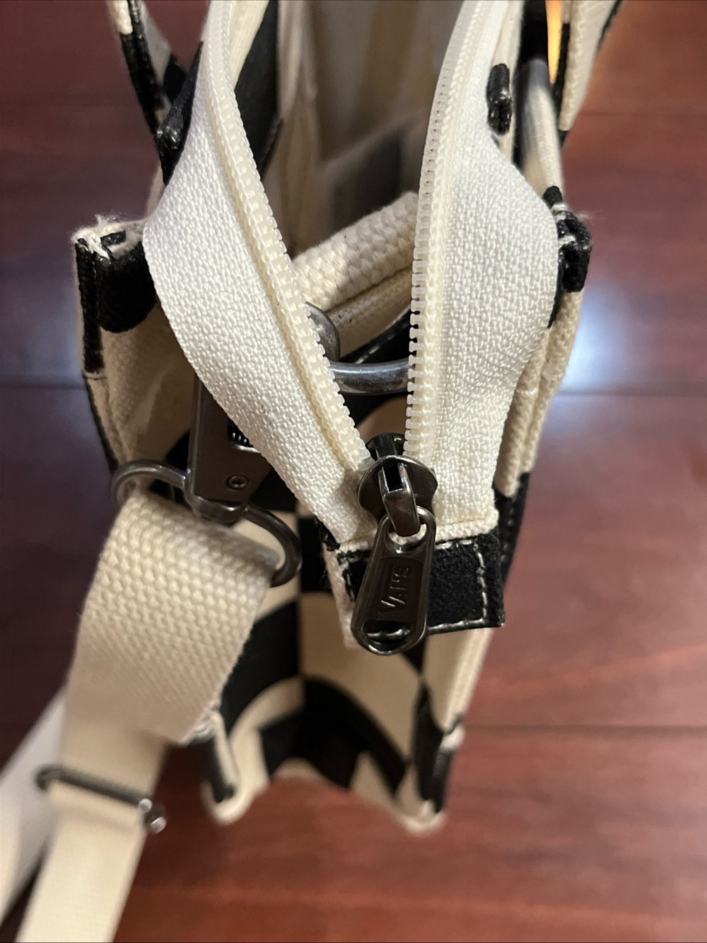 Vans Lil Pergs Tote Bag Small Crossbody Canvas Antique White Checkerboard 8x7x3 - Picture 12 of 16